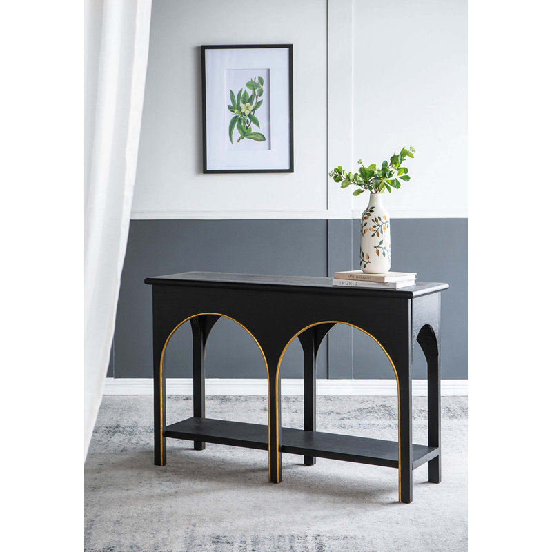 Console 47,2 "x 15,7" x 31,9 "en bois noir avec accents dorés