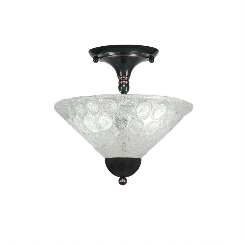 2 ampoules semi-encastrées avec verre à bulles italien de 12 po, Cuivre noir