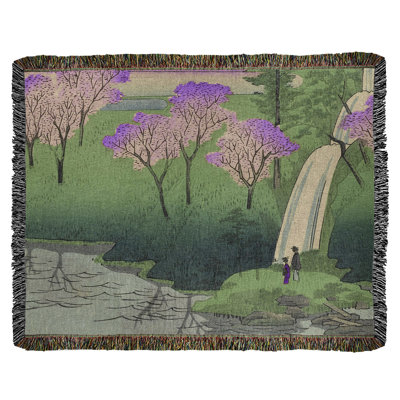 Jeté en coton utagawa hiroshige chiyogaike étang