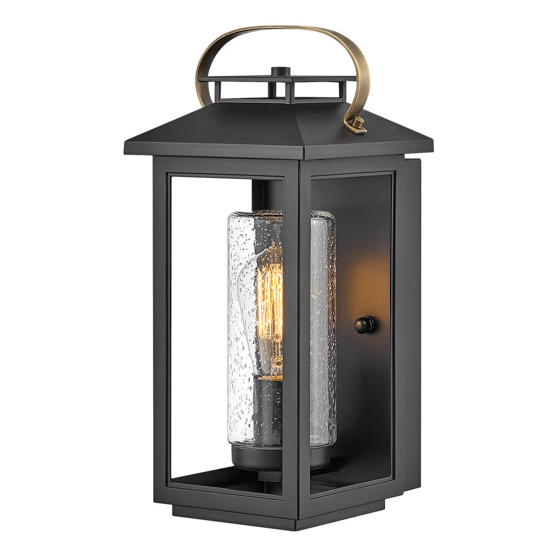 Atwater Outdoor Wall Lantern, 14" H x 6.5" W x 7" D, Black, Black