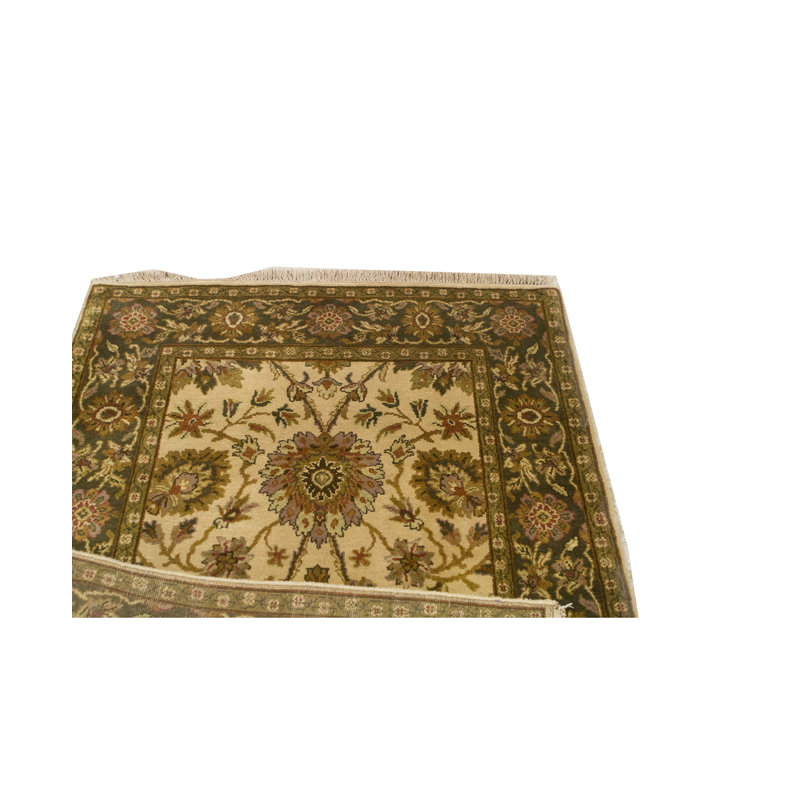 Crown Wool Oriental Area Rug in Olive Green