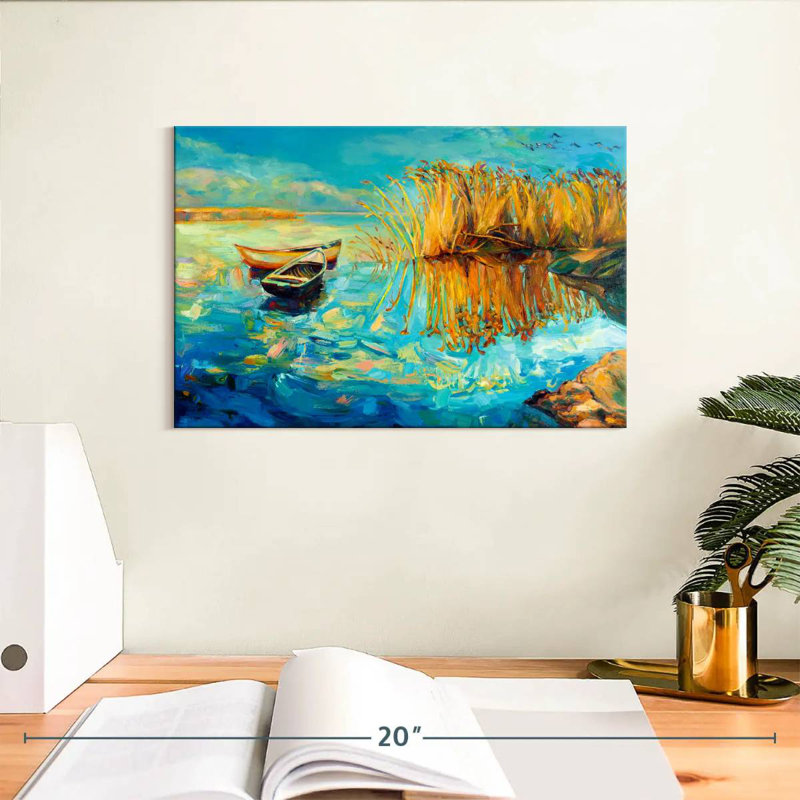 Mehar Boat On Water, 8" H x 12" W