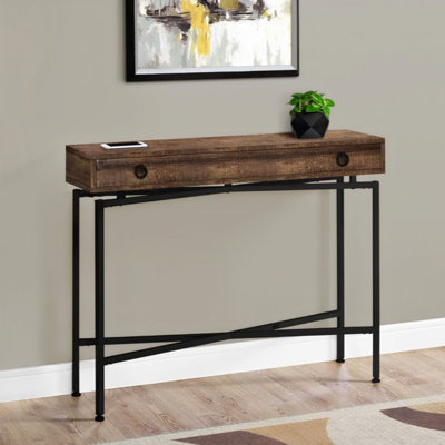 Dark Walnut Solid Wood Rectangular Console Table