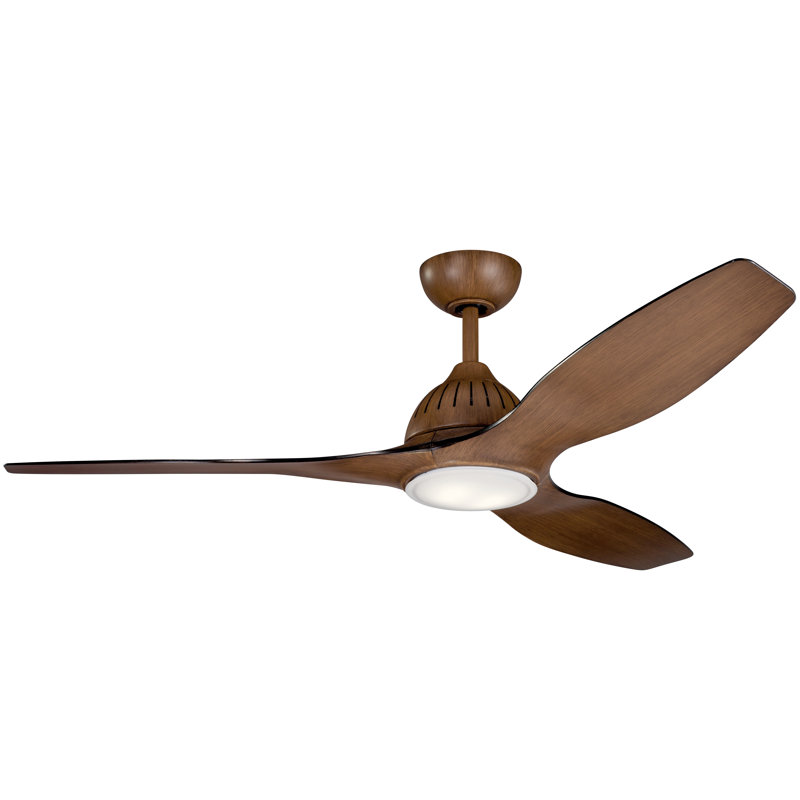 60'' Ceiling Fan with LED Lights, Walnut with Walnut Blades