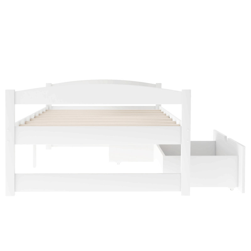 Lit plateforme simple avec deux tiroirs, Blanc