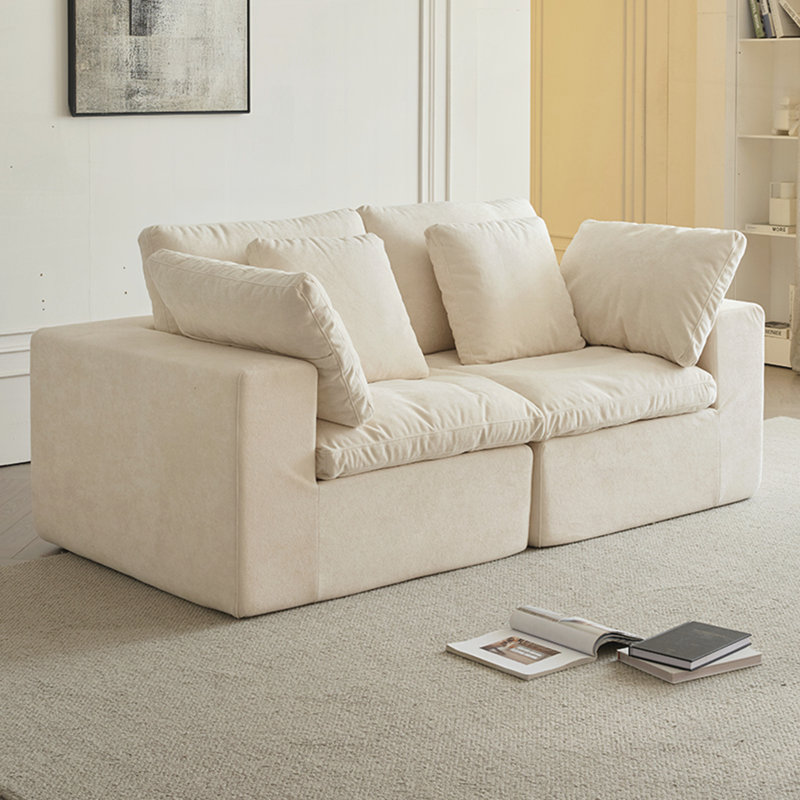 Canapé-lit moderne pour le salon, H 27,56 po x l 79,13 po x P 39,37 po, Blanc beige, 2