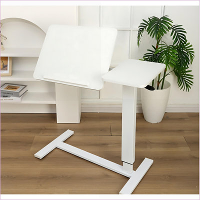 Table basse inclinable à hauteur réglable blanche, table mobile à roulettes pour le salon et le lit