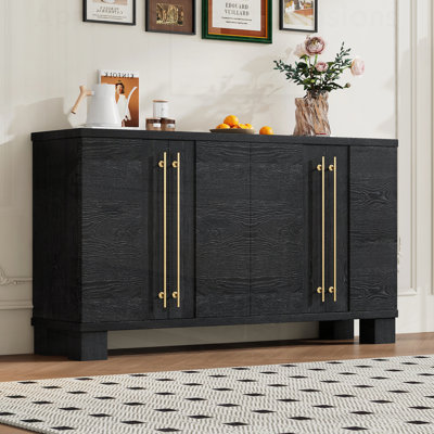 Stylish Wood Sideboard Buffet Cabinet with Adjustable Shelves and Gold Handles for Versatile Storage and Elegant Design