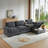 Modern L-Shaped Sleeper Sectional with Storage Ottoman | Chenille Fabric Sofa Bed with USB Charging for Small Spaces-114217396