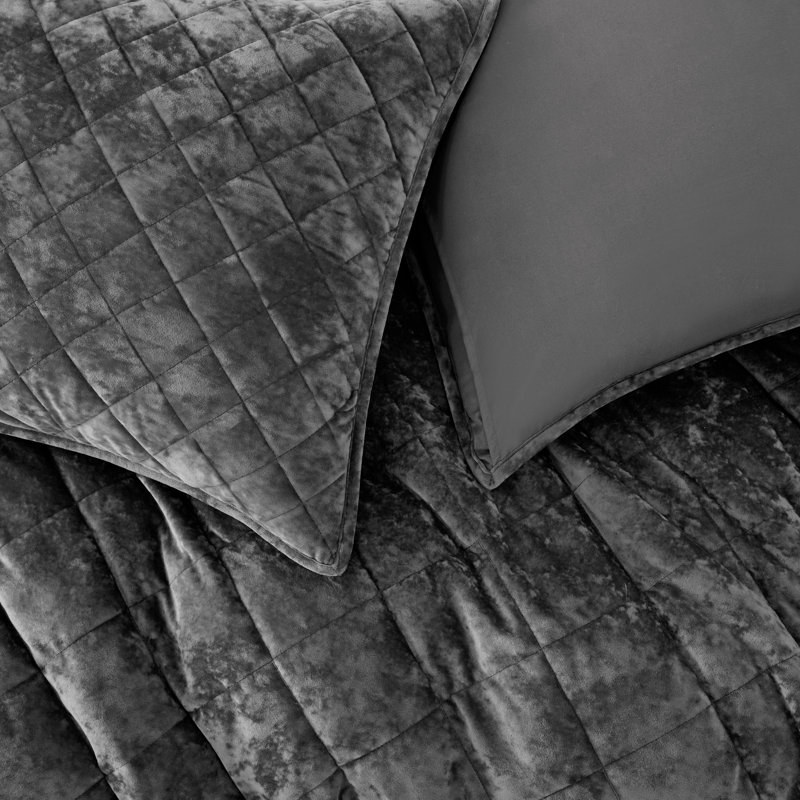 King Forest Green Velvet Diamond Quilt Set