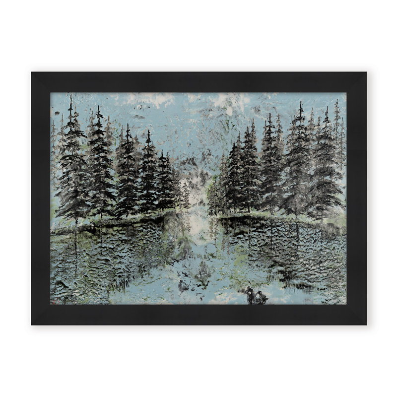 Nature Inspired "Evergreen Reflection" Canvas Wall Art By Karen Biery, 12" H x 16" W, Framed Print, White