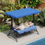 Balançoire d'extérieur 2 en 1 avec repose-pieds, parasol réglable et coussin amovible-1148542965
