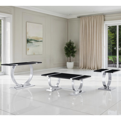 Ensemble de tables basses en O 3 pièces avec base en tréteaux