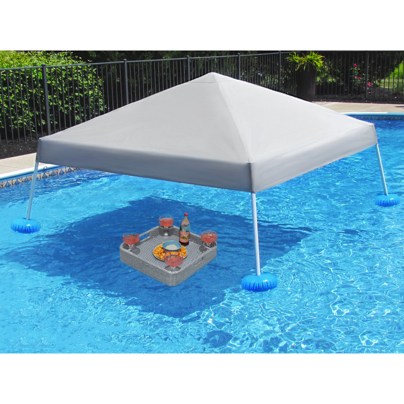 SUNJOY 10'x10' Pool Float with canopy,Hand Carry Bag and Tray,Steel and Aluminum Frame Floating Tent,Sun Protection,Uncompromising Quality Guaranteed