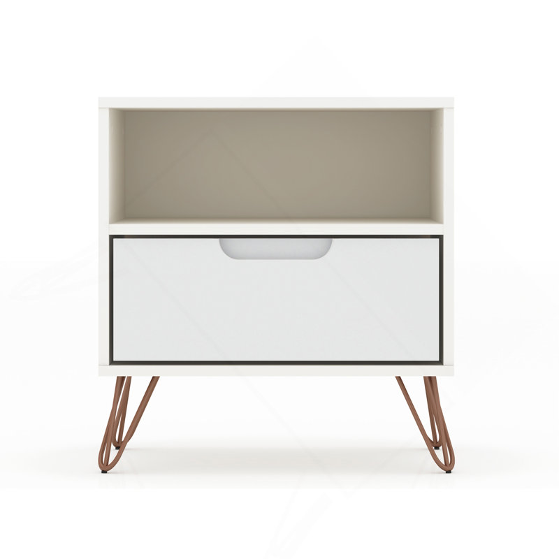 Rockefeller 20" Nightstand in White (1-Drawer), White