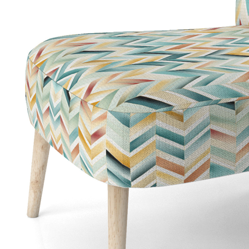 Chaise d'appoint large 27,5 po Roussel, Mélange de polyester beige / bleu / jaune