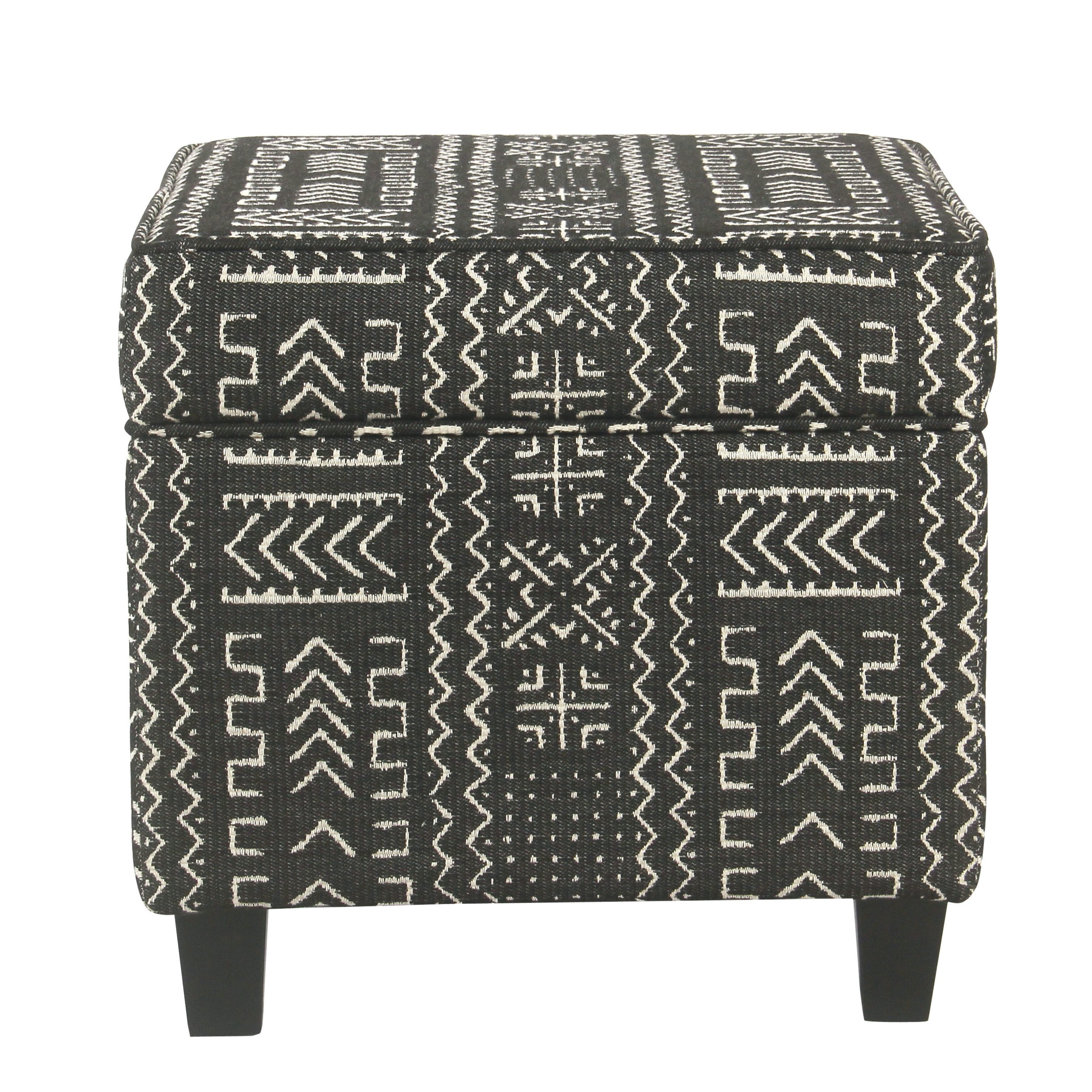 17.5" Square Storage Ottoman - Onyx