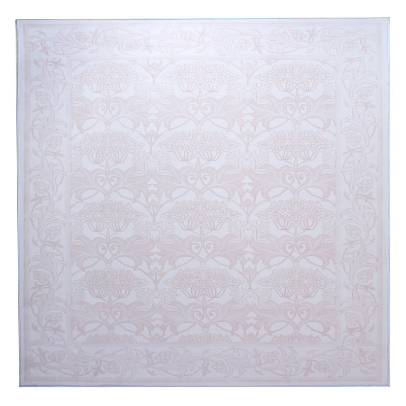 William Morris Light-Brown Washable Runner with Built-in Padding & Non-Slip Backing, Square 8'