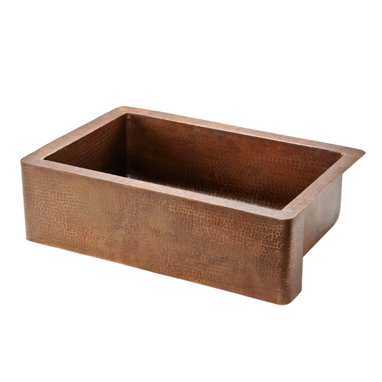 33" Hammered Antique Copper Apron Front Single Basin Kitchen Sink