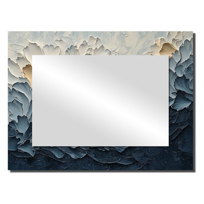 Yellow Blue Delicate Flower Petals Illusion II - Flowers Wall Mirror Art - Printed On Metal