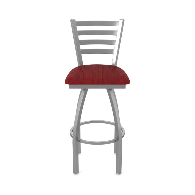 Jackie Swivel Stool, Stainless, Extra Tall (36" Seat Height), Fabric-Graph Ruby