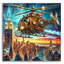 «Steampunk Helicopters Over New York» par Rey Klimt, art mural en verre acrylique, 36 po x 36 po-2053167920