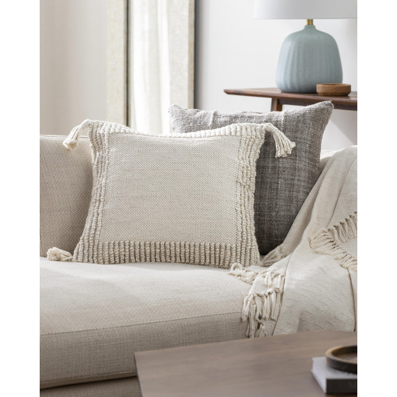 Alaric Throw Pillow, Ivory, Down Blend, 20"H x 20"W
