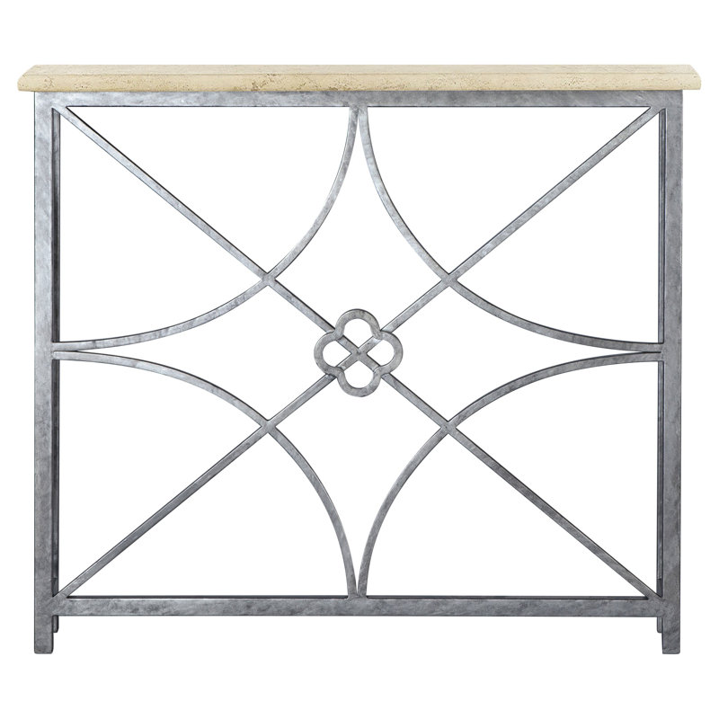 37" Console Table, Royal Silver, Carrera Marble