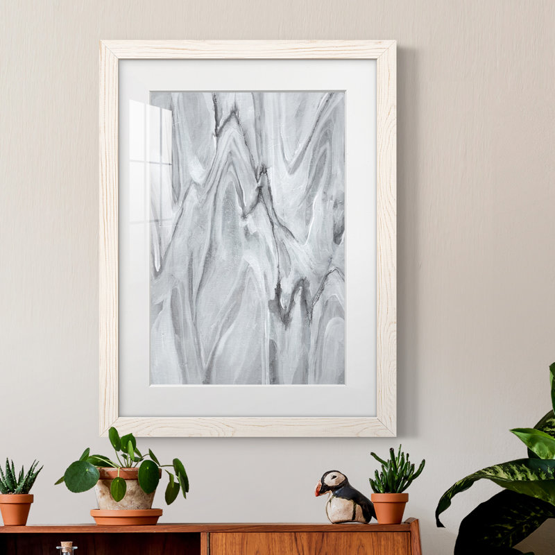 Marbré blanc III - peinture encadrée, Blanc, H 38 po x l 28 po x P 1 po