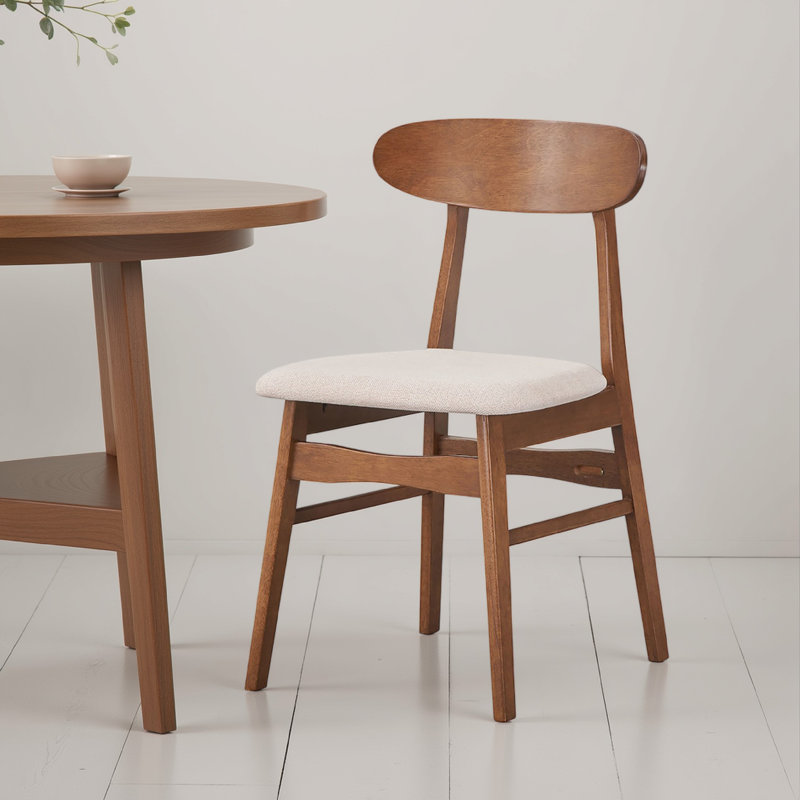 Ensemble de 2 chaises de salle à manger Rocco, dossier ovale incurvé, bois d'hévéa brun