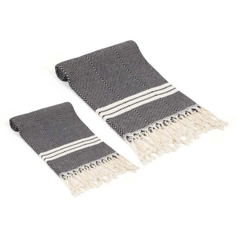 Ensemble de serviettes en coton turc 2 pièces Rae, Noir