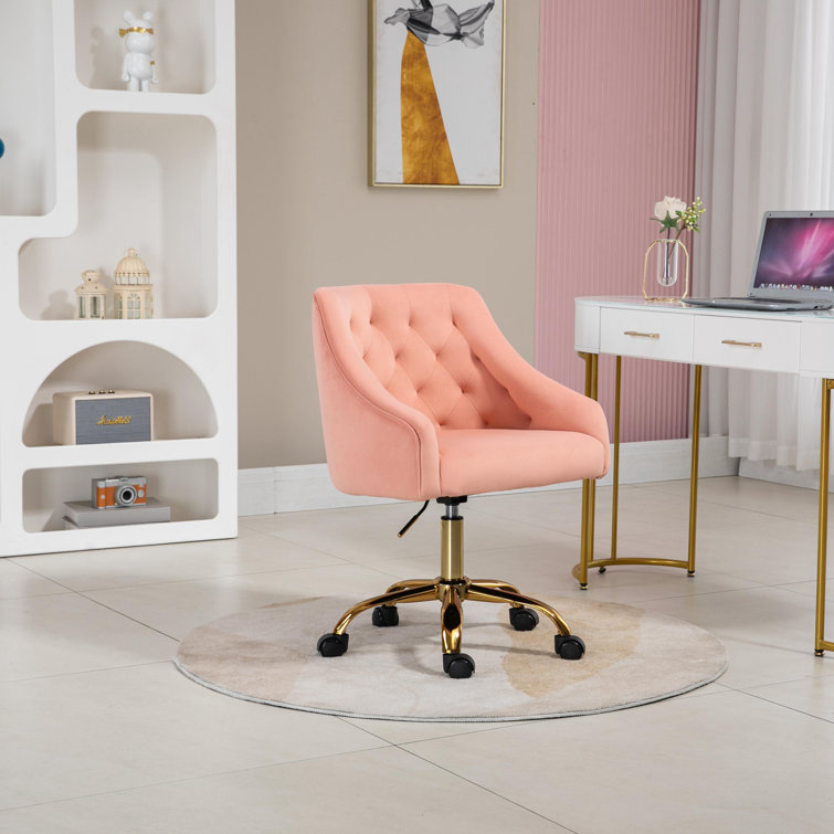 Pink Office Velvet Chair For Desk Finch Fox Modern Crown Chair