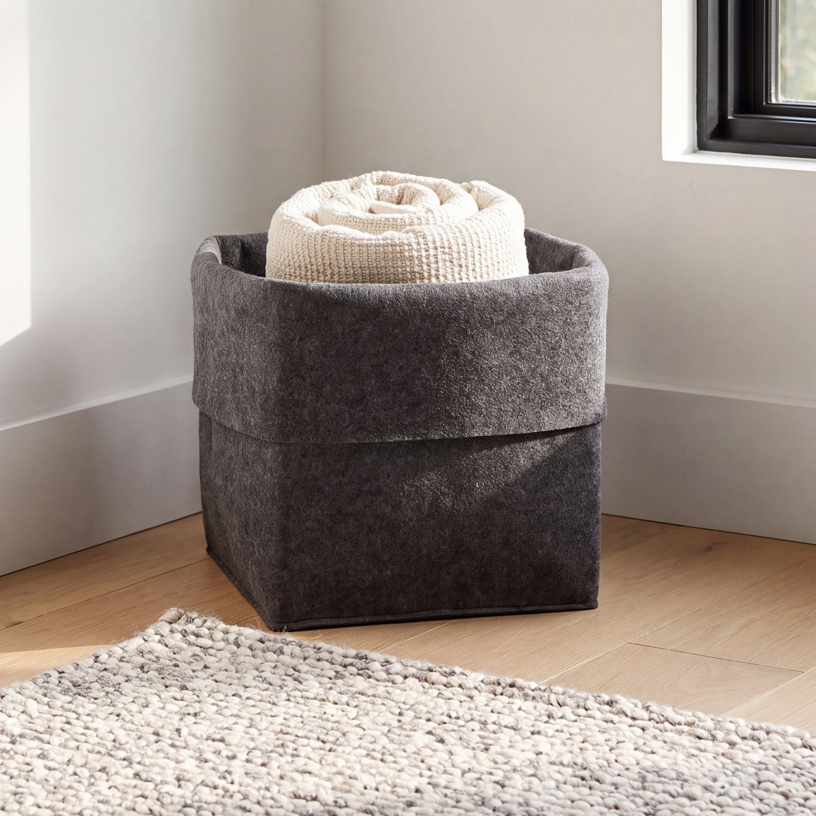 Flex Felt Wool Storage Bin, Black