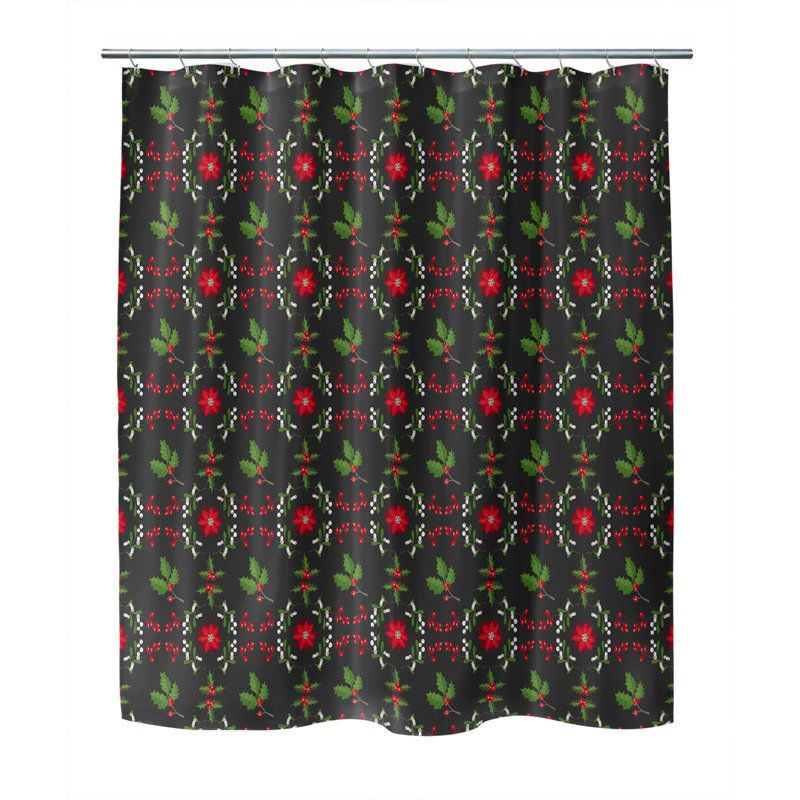 Rideau de douche Botanical Poinsettia, Gris anthracite
