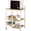 Chariot de cuisine contemporain brun et blanc contemporain, tablette supérieure spacieuse pour appareils électroménagers, rangement, grande tablette pour 4 appareils mobiles, mobile, moderne
