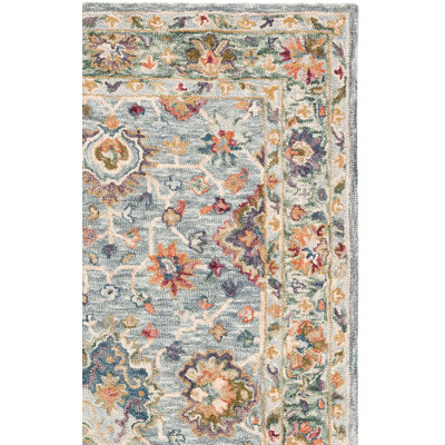 Oriental Hand Tufted Wool/Cotton Area Rug in Gray/Green