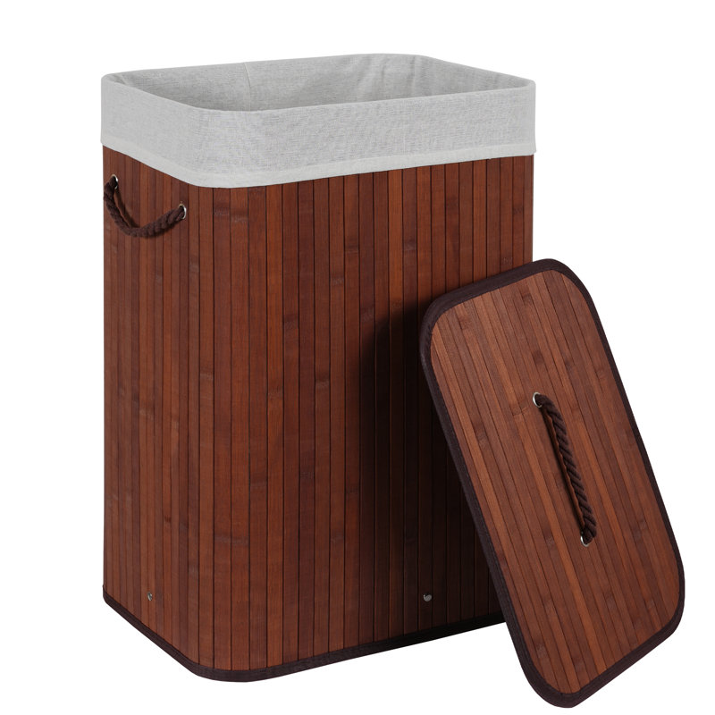 Panier à linge en bambou naturel avec couvercle et poignées, doublure amovible, idéal pour la salle de bain, la chambre à coucher et la salle de lavage