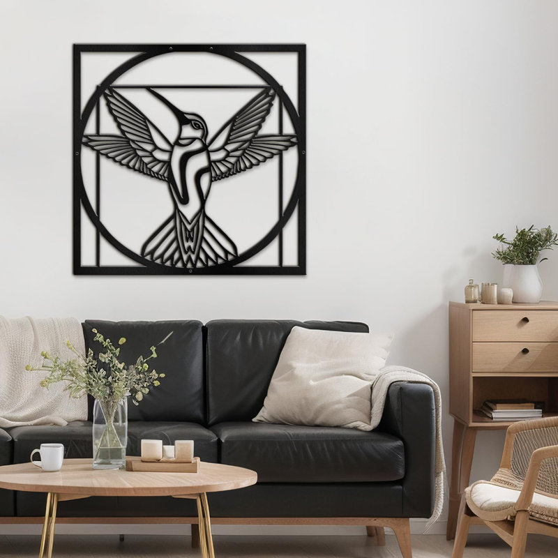Décoration murale en métal, H 18 po x l 18 po x P 0,05 po, Noir