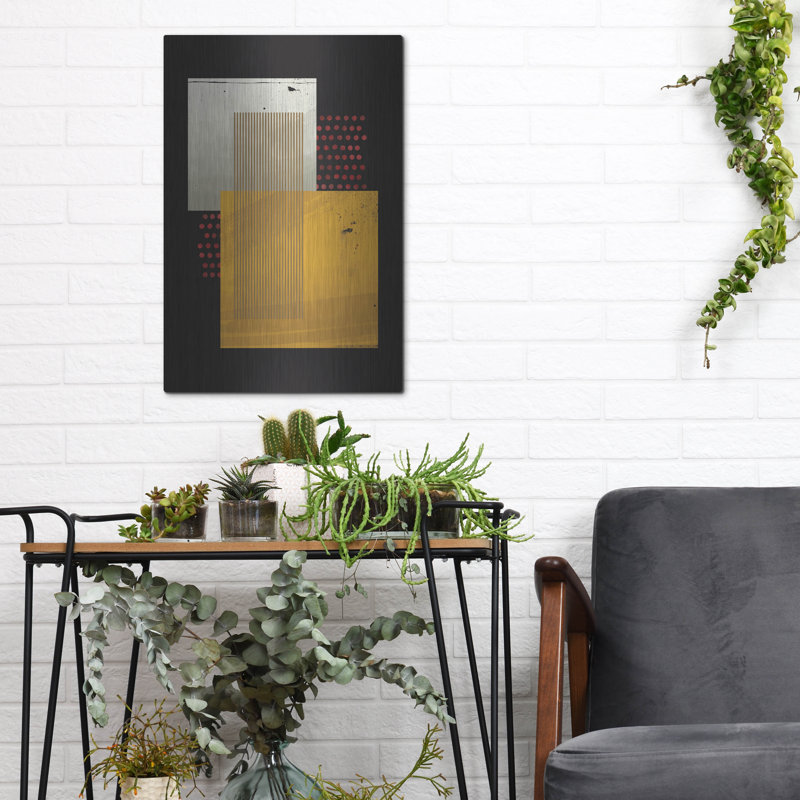 Ivy Bronx «Abstract Geometric 19» par Gary Williams, art mural en métal, H 16 po x l 12 po