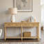 Console à 2 tiroirs en bois massif avec tablette de rangement Aristidh-408118225