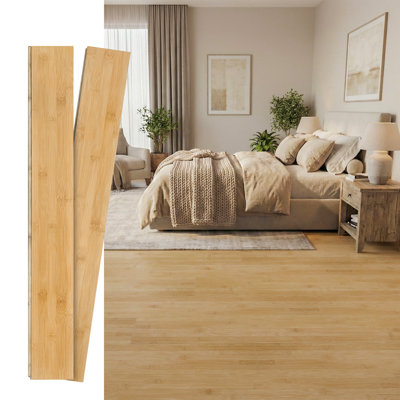 40.16 in.L X5.12 in.W X0.59 in.T Click Lock Bamboo Flooring, Matte 30 Finish (2.75 Sq.ft./Case)(Set of 3)