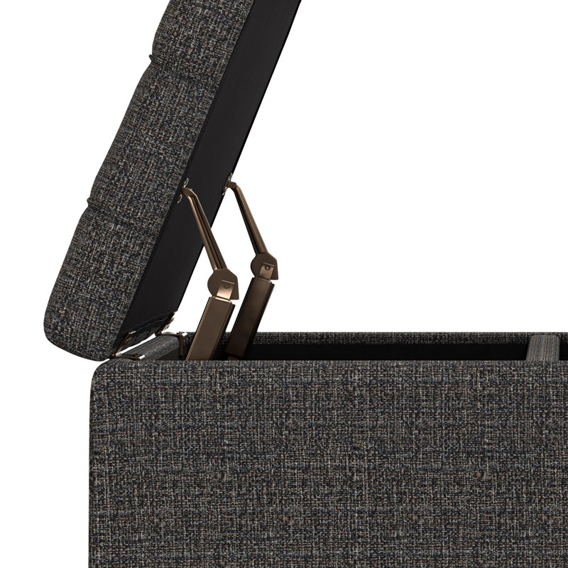 Ebony Tweed Tufted Square Storage Ottoman Coffee Table