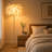 3 Color Changing Floor Lamp with Feather Lampshade, Modern Accent Floor Lamp