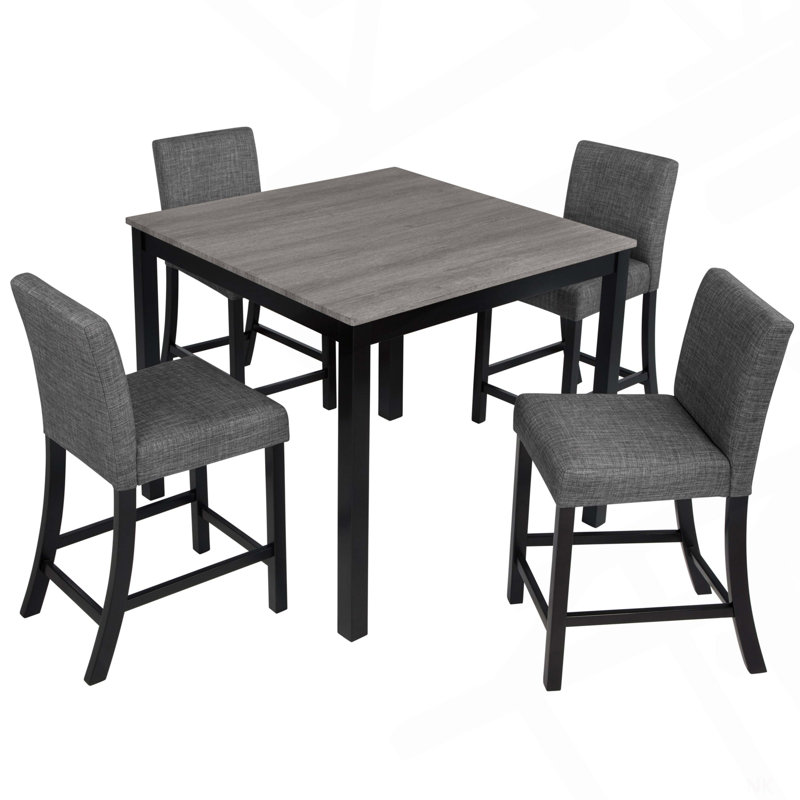 Ensemble de table 5 pièces à hauteur de comptoir avec 4 chaises, ensemble de table à hauteur de comptoir pour 4 avec chaises, ensemble de table à hauteur de comptoir en bois pour la cuisine, la salle à manger
