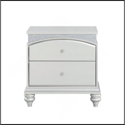 2 Drawers Wooden Nightstand In Platinum Finish