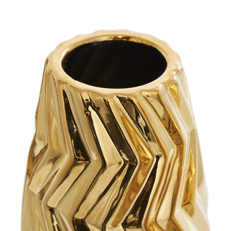 Elvita Ceramic Table Vase, Gold