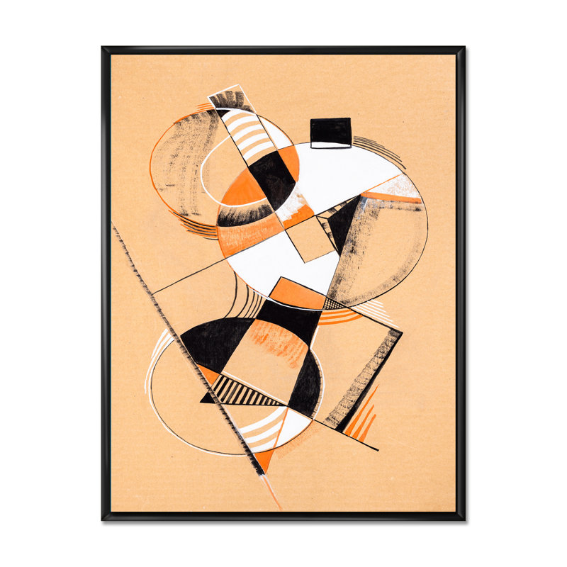 Coloured Geometric Abstract Compositions V - cadre flottant, impression sur toile, H 20 po x l 12 po x P 1po, Cadre noir