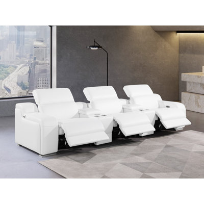 Canapé inclinable 5 pièces en cuir italien avec repose-tête électrique 5 pièces