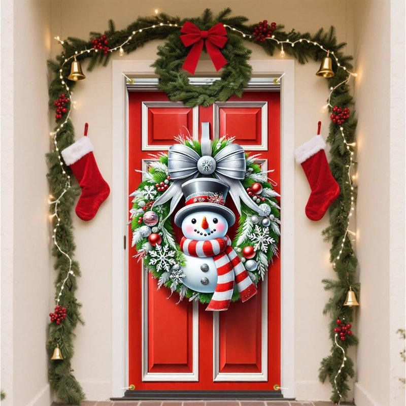 Bannière de Noël bonhomme de neige avec porte écharpe