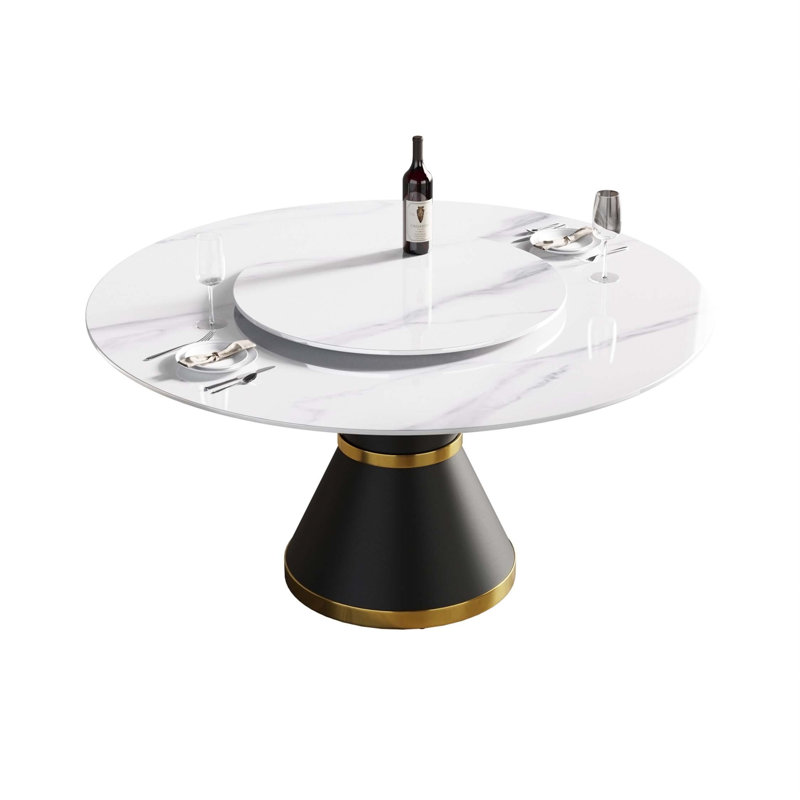 Marther rond 59,05 po, Mable blanc, Noir